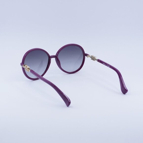 MaxMara EMME15 MM0065 75B Sunglasses Fuxia Round Frame, Smoke Lenses - Picture 7 of 11